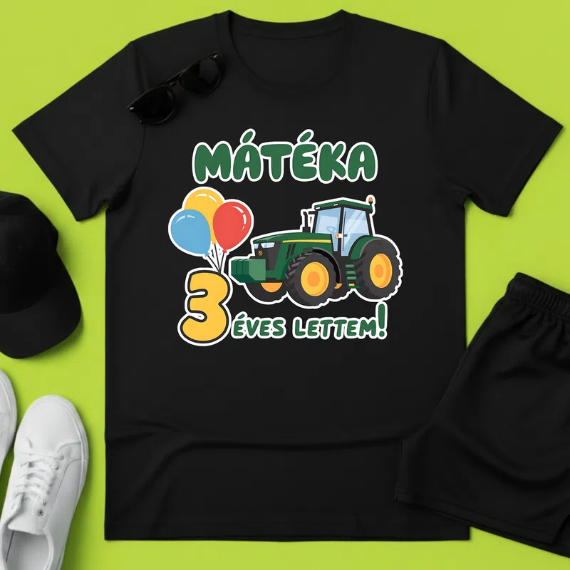 egyedi névvel 3 ÉVES Traktor Ünnep Születésnap