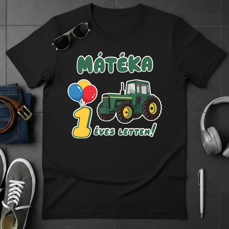egyedi névvel 1 ÉVES Traktor Buli Születésnap